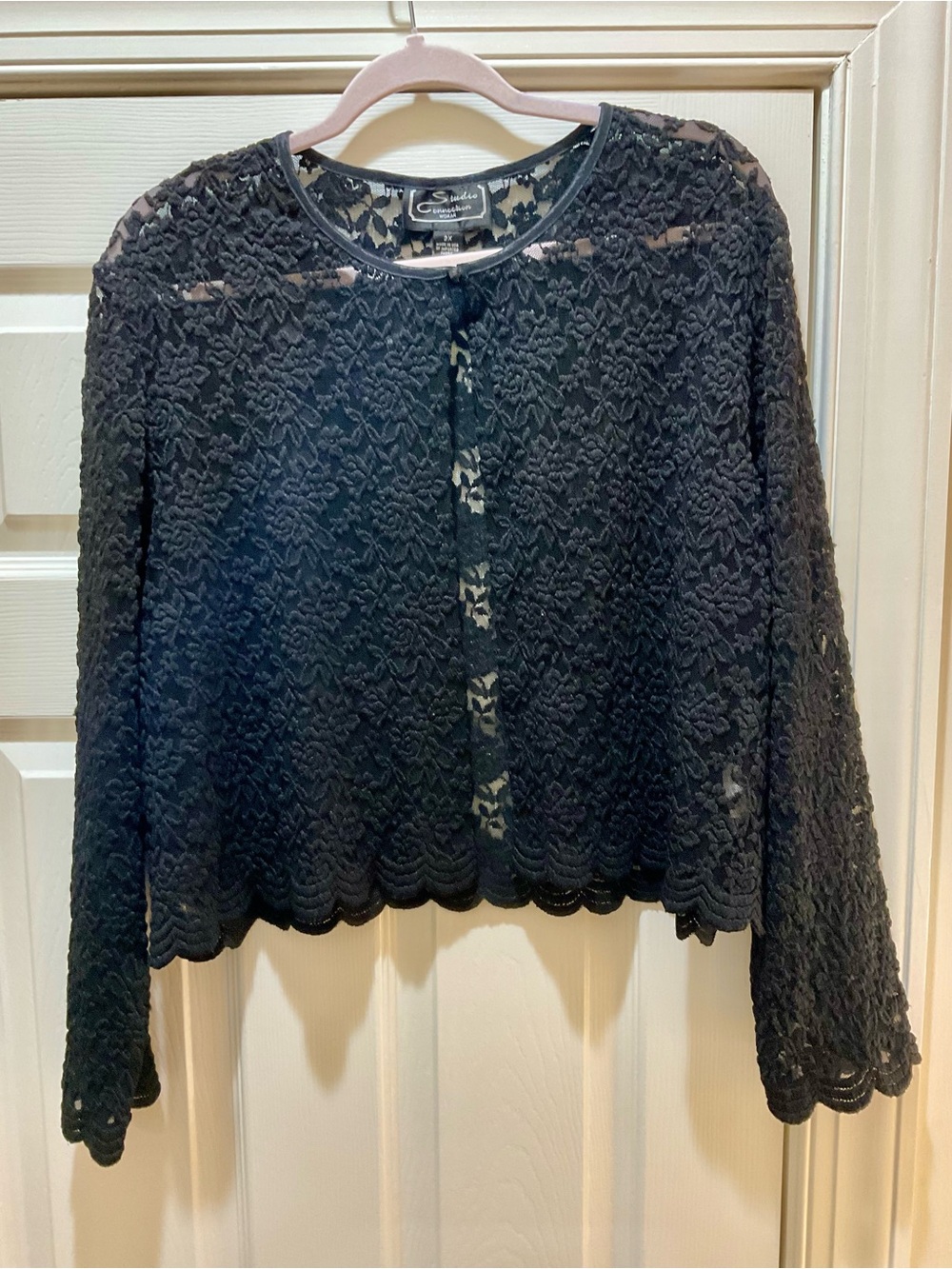 Crochet Lace Black Button-Front Top - Coldwater Creek